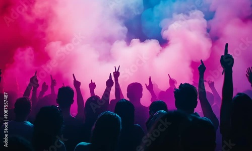 Wallpaper Mural Silhouetted Concert Crowd with Pink and Blue Stage Lighting Torontodigital.ca