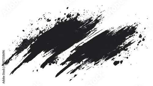 Abstract black in splash, paint, brush strokes, stain grunge isolated on white background, Vector black and white with grunge style, scratch and texture elements for design. 