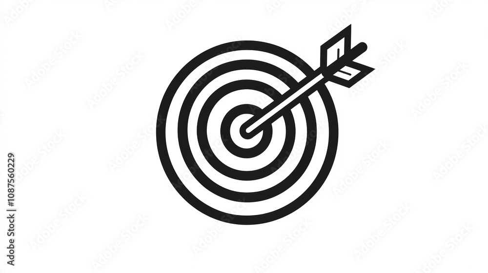 A simple black and white illustration of an arrow hitting the center of a target. A simple black and white illustration of an arrow hitting the center of a target.