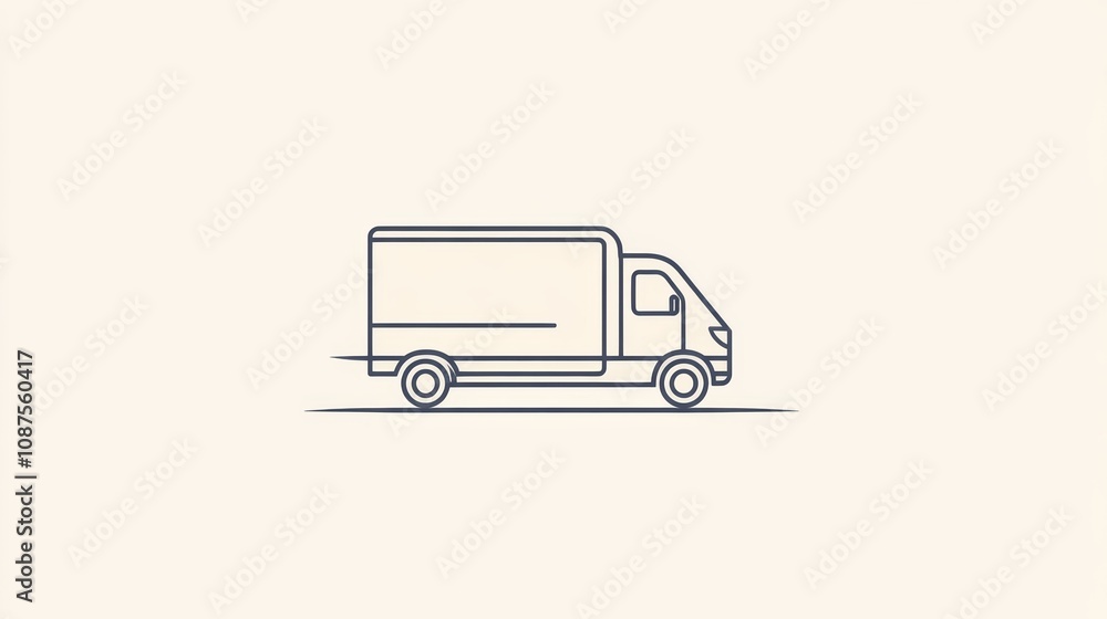 A simple line drawing of a delivery van on a light background. A simple line drawing of a delivery van on a light background.