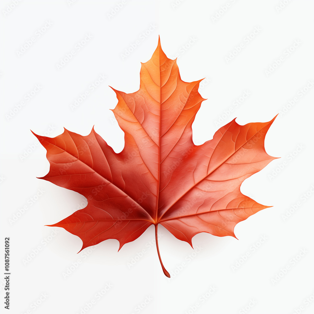 Single Red Maple Leaf Autumn Foliage Isolated on White Single Red Maple Leaf Autumn Foliage Isolated on White