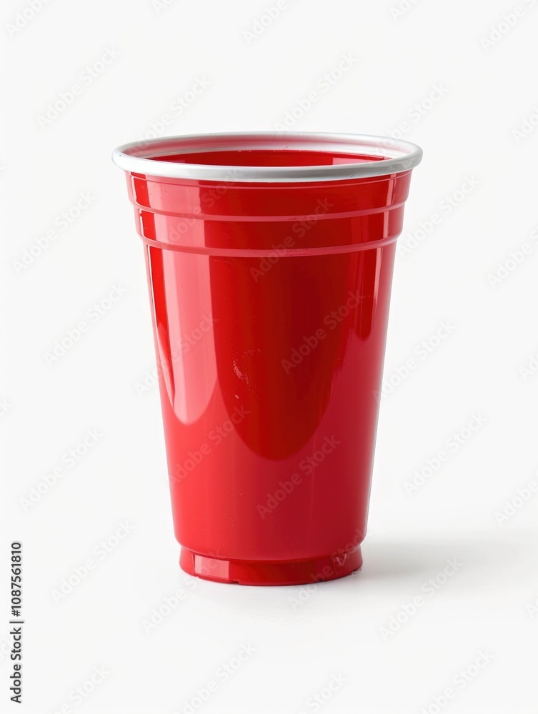 Alcohol Cup. Red Plastic Cup for Party Games on White Isolated Background Alcohol Cup. Red Plastic Cup for Party Games on White Isolated Background