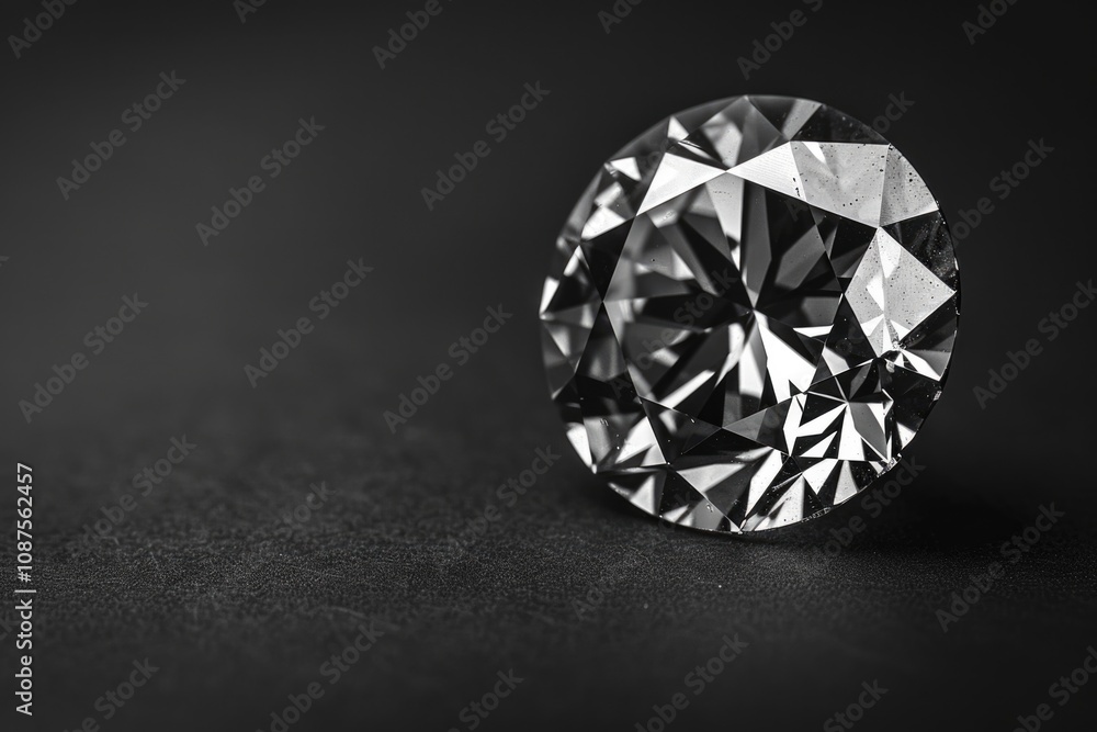 Black Diamond Background. Shiny Crystal Gem on Isolated Black Background Black Diamond Background. Shiny Crystal Gem on Isolated Black Background