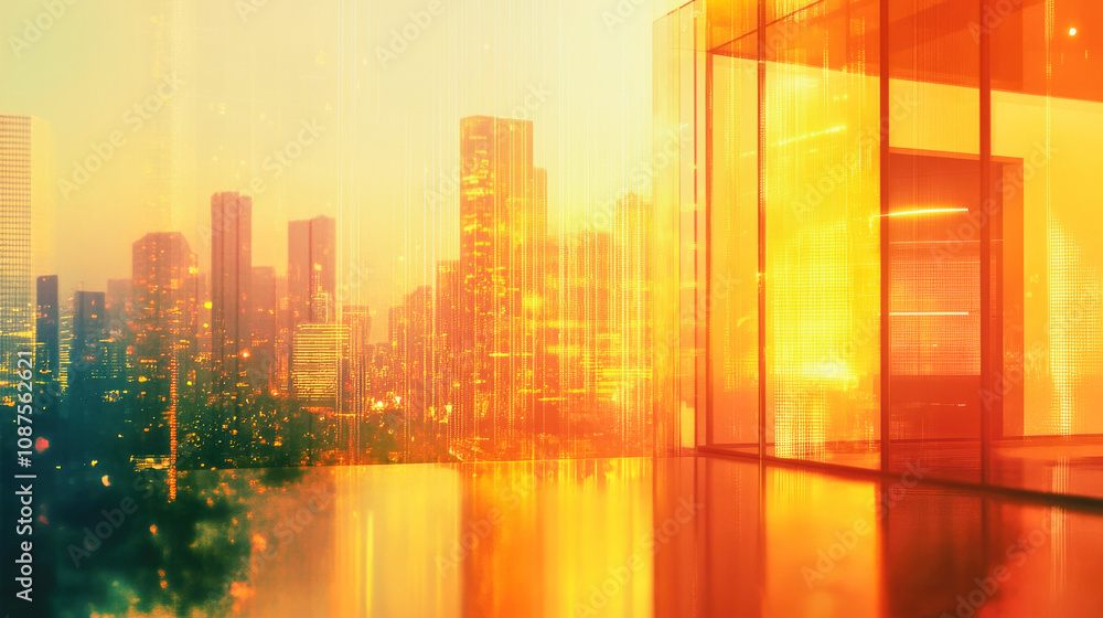 Dreamy vision of a smart home against a vibrant metropolis at twilight with warm and cool tones Dreamy vision of a smart home against a vibrant metropolis at twilight with warm and cool tones