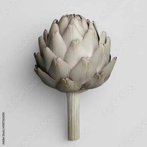 Fototapeta Naklejka Na Ścianę i Meble -  A beautifully detailed artichoke against a clean background, showcasing its intricate layers and textures.