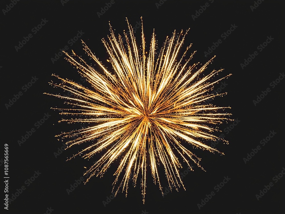 golden fireworks on isolated black background, New Year's or festive celebrations, fireworks golden fireworks on isolated black background, New Year's or festive celebrations, fireworks