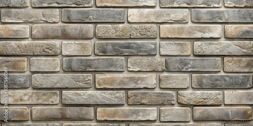 A close-up view of a brick wall, showcasing the intricate patterns of weathered bricks with a subtle blend of warm and cool tones, creating a textured and visually appealing surface.