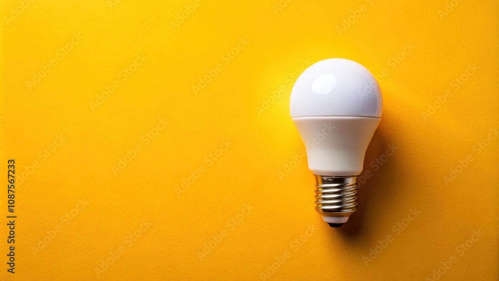 A single white lightbulb on a vibrant yellow background symbolizes a spark of inspiration and innovative thinking. A single white lightbulb on a vibrant yellow background symbolizes a spark of inspiration and innovative thinking.