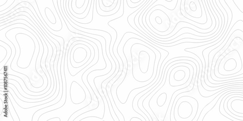 Seamless pattern  white topographic contours map background, curved reliefs abstract background. Topographic map patterns, topography line map. White circle topographic.