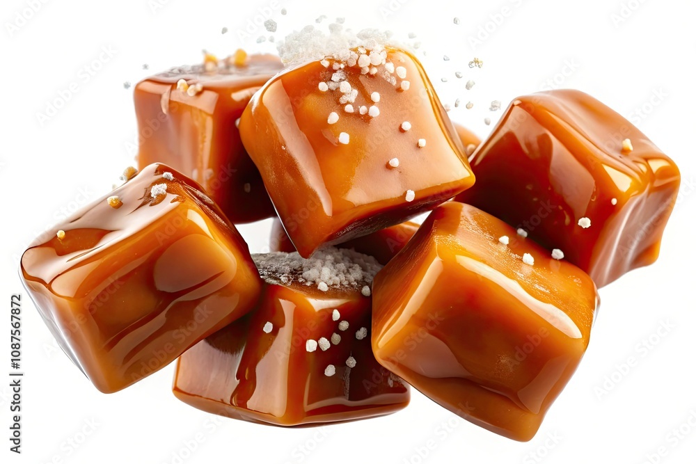Flying Salty Caramel Candy with Drizzling Sauce and Salt Crystals - Sweet Treat Photography Flying Salty Caramel Candy with Drizzling Sauce and Salt Crystals - Sweet Treat Photography