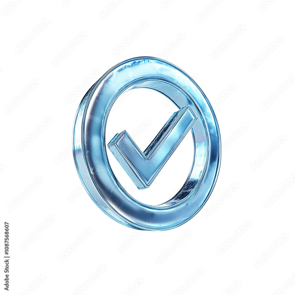 3D Render of a Glass Checkmark Icon in a Circle 3D Render of a Glass Checkmark Icon in a Circle