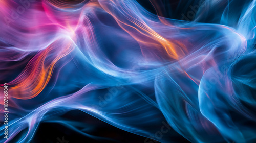 Wallpaper Mural Fluid, colorful smoke swirls in shades of blue, pink, and orange Torontodigital.ca