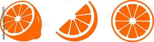 Fresh orange fruits icon set. orange fruit vector.
