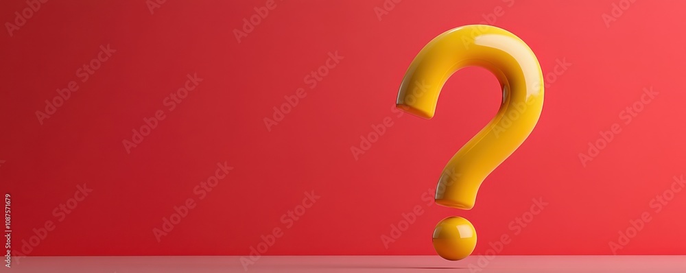 A bright yellow question mark stands prominently against a red background, symbolizing curiosity and inquiry. A bright yellow question mark stands prominently against a red background, symbolizing curiosity and inquiry.