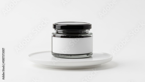 This caviar jar mockup highlights the elegance of premium packaging with its sleek label and glossy metallic lid.
