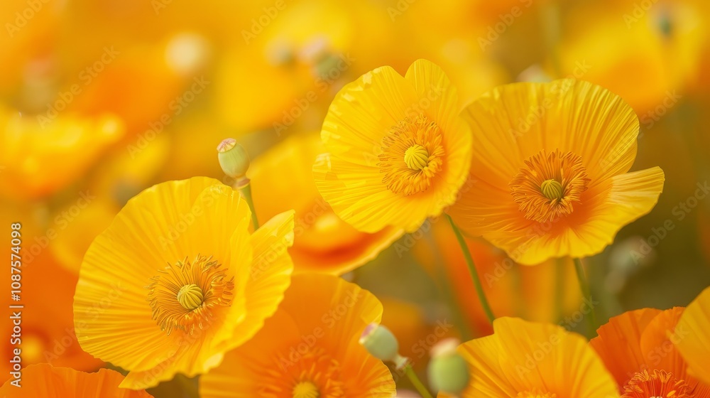 Golden Waves: A Field of Yellow Poppies in Bloom Golden Waves: A Field of Yellow Poppies in Bloom