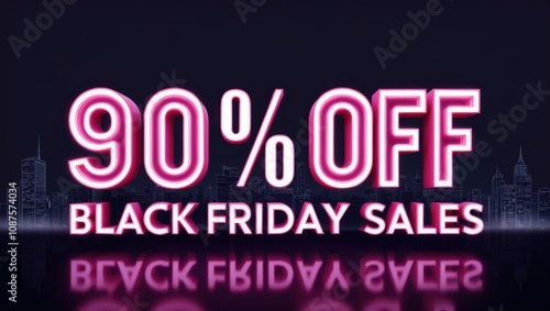 90 percent off Black friday sales event city skyline promotional banner