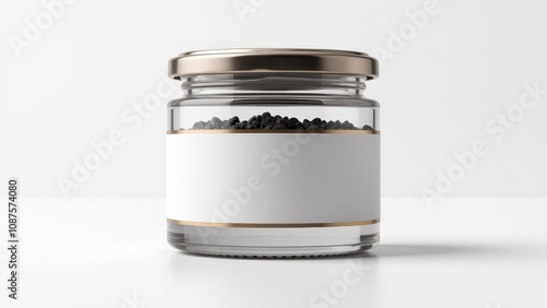 A sleek black caviar mockup highlighting premium packaging on a clean white background.