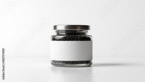 A refined kaluga caviar jar mockup featuring an elegant metallic lid and minimalistic label.