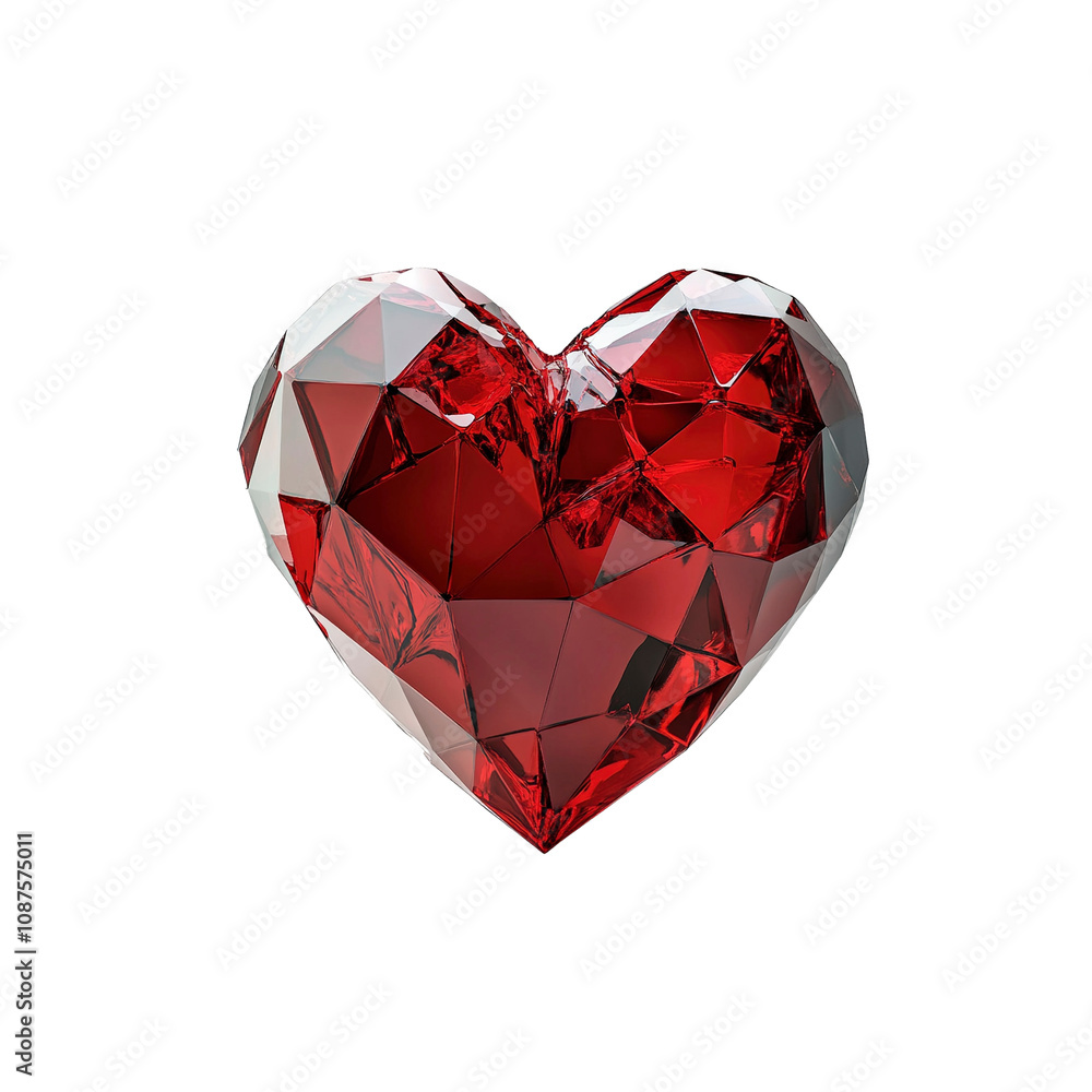 Facetted Red Crystal Heart - Luxury Gemstone Love Symbol Facetted Red Crystal Heart - Luxury Gemstone Love Symbol