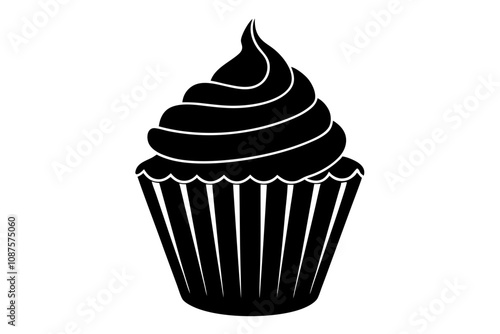 Basic Cupcake Silhouette with Frosting - Sweet Treat Vector Design