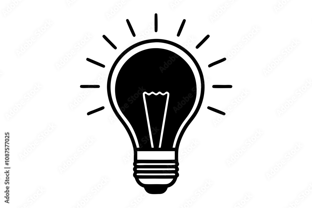 Modern Light Bulb Outline Vector - Minimalist Energy and Innovation Design Modern Light Bulb Outline Vector - Minimalist Energy and Innovation Design