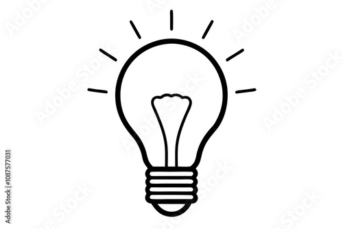 Modern Light Bulb Outline Vector - Minimalist Energy and Innovation Design