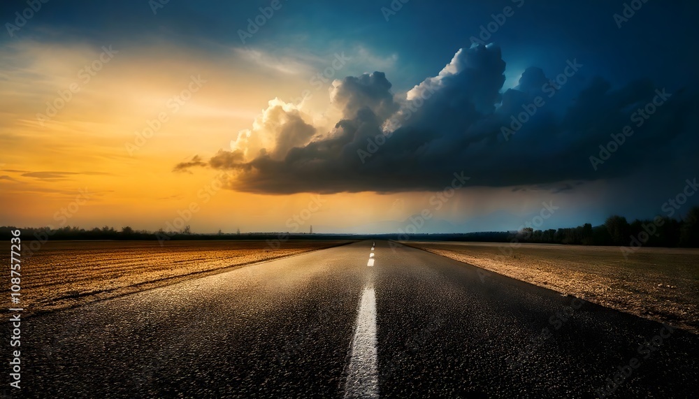 Fototapeta premium sunset over the road