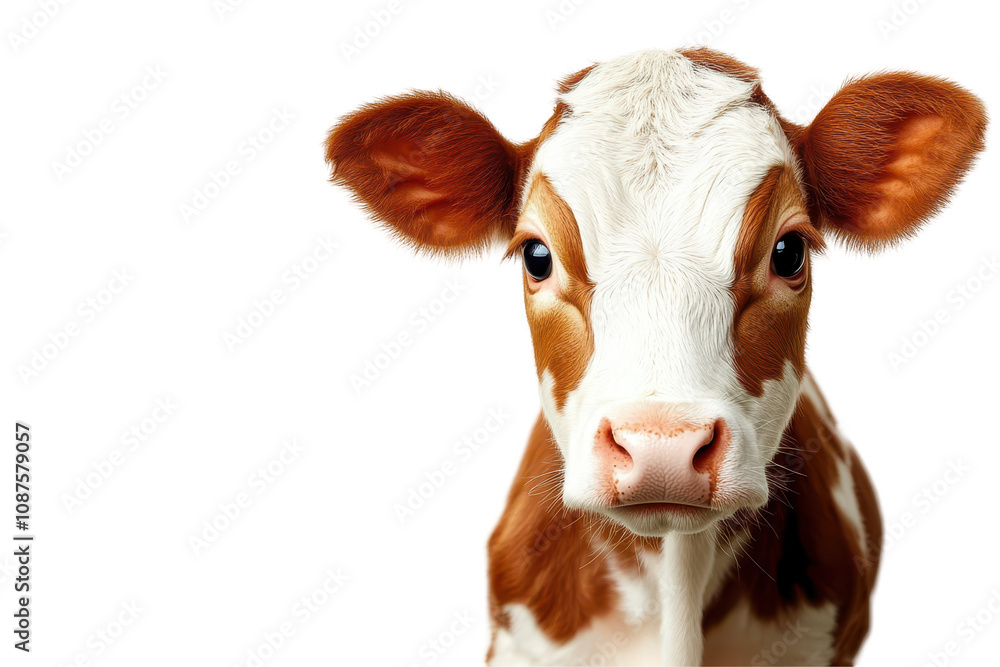 Cute calf looking at the camera with curiosity on isolated Cute calf looking at the camera with curiosity on isolated