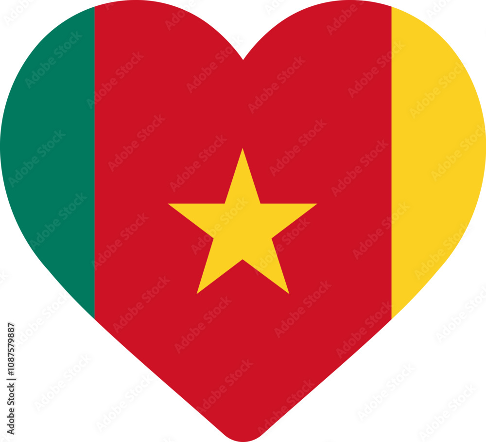 Heart Icon on Cameroon Flag Heart Icon on Cameroon Flag