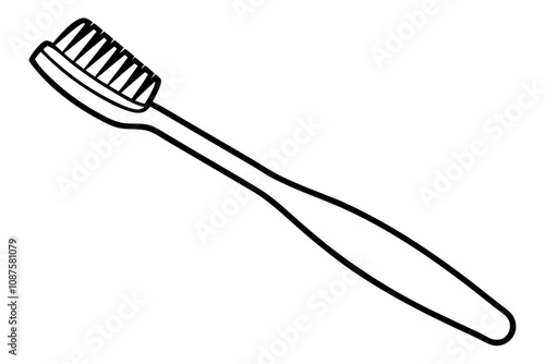 Simple Toothbrush Outline - Minimal Dental Care Vector Design