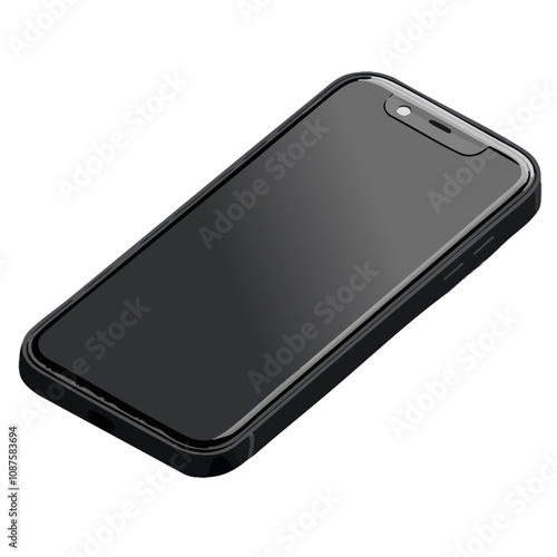 smartphone noir éteint isolé sur fond transparent
