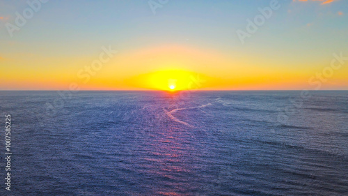 Sunset over St Petes Beach in Florida aerial view - drone photography photo