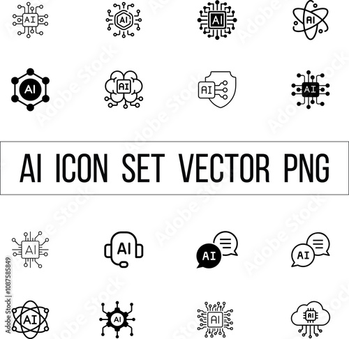 AI Icon Set - Vector PNG for Web and App Design