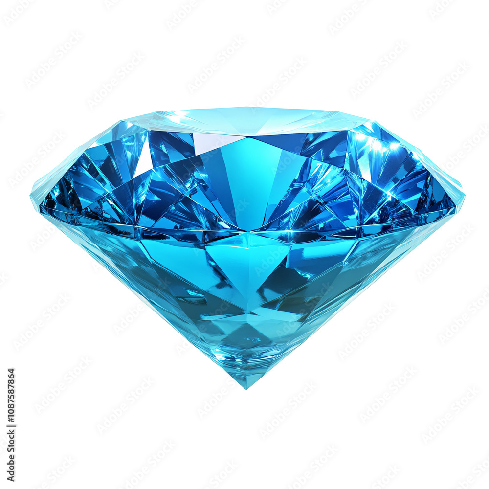 Radiant Blue Gemstone: A Sparkling Masterpiece white and transparent background Radiant Blue Gemstone: A Sparkling Masterpiece white and transparent background