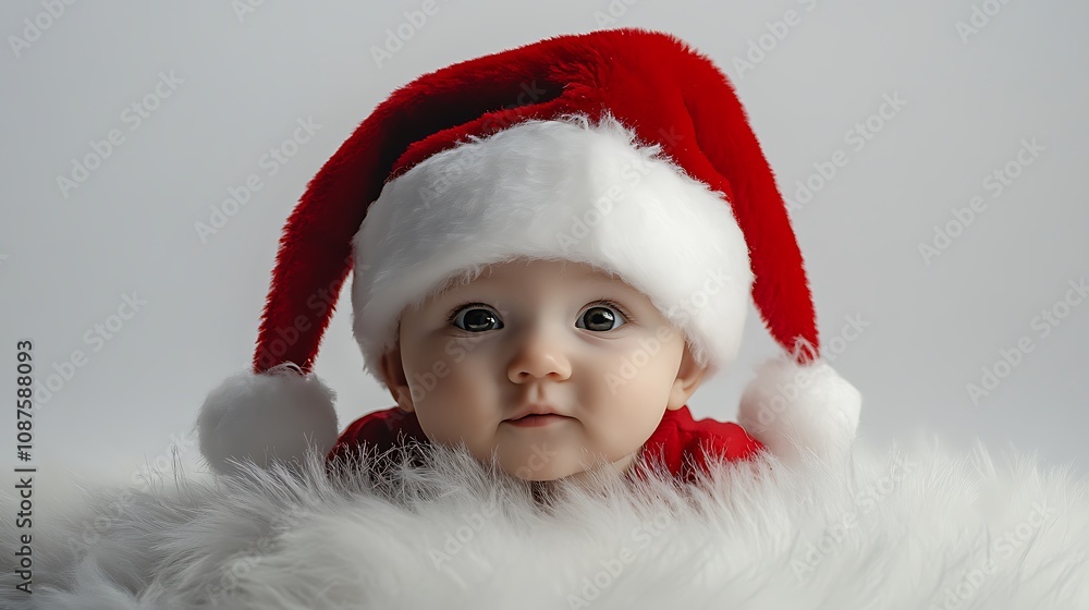 Festive Christmas santa hat isolated on a plain background Festive Christmas santa hat isolated on a plain background