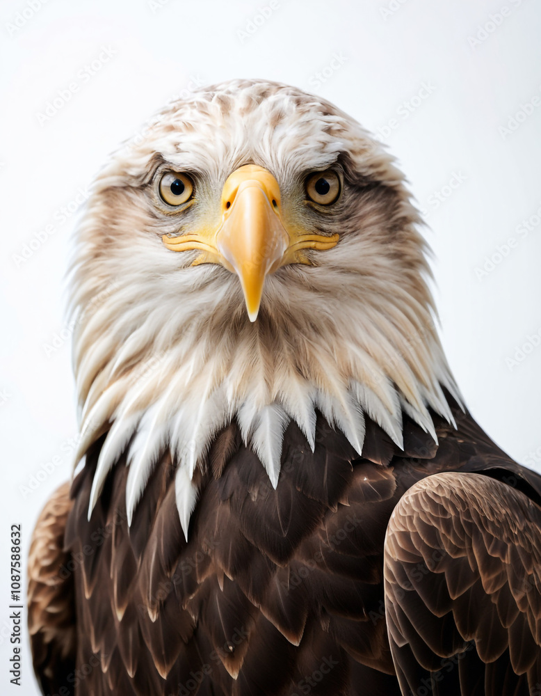 Obraz premium Majestic Bald Eagle Portrait on White Background Wildlife Photography Concept.