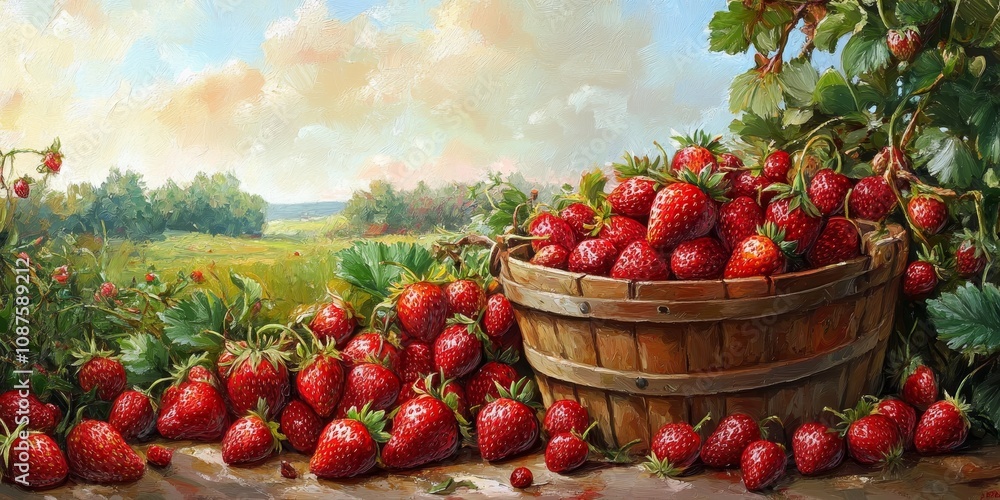 Fresh strawberry harvest creates a vibrant background filled with ripe strawberries, capturing the essence of a fruitful strawberry harvest in a delightful and inviting scene. Fresh strawberry harvest creates a vibrant background filled with ripe strawberries, capturing the essence of a fruitful strawberry harvest in a delightful and inviting scene.
