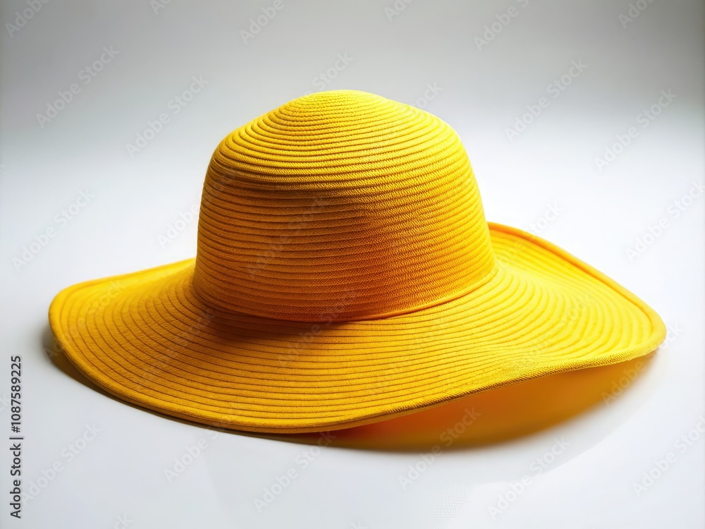 Isolated Bright Yellow Hat on White Background for Product Photography Isolated Bright Yellow Hat on White Background for Product Photography