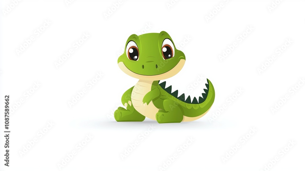 Adorable Cartoon Dinosaur Illustration for Kids Adorable Cartoon Dinosaur Illustration for Kids