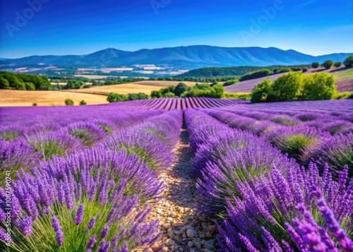 Lavender Fields of Luberon Regional Natural Park in France: Blooming Beauty and Scenic Tranquility