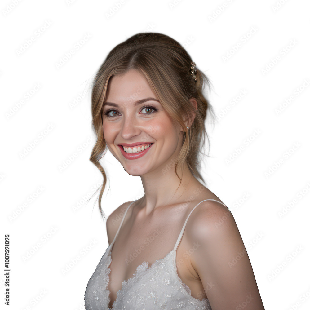 Portrait of a young woman in wedding dress isolated on white background PNG transparent Portrait of a young woman in wedding dress isolated on white background PNG transparent