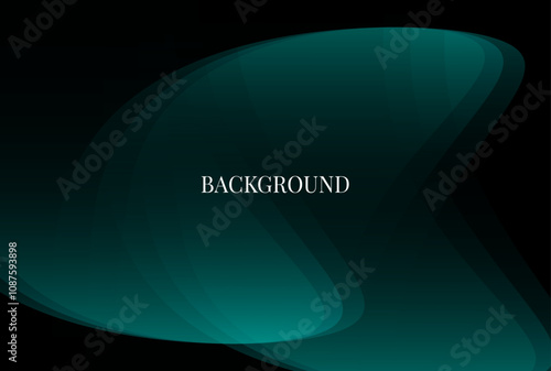 Black and teal green abstract background with gradient objects, dynamic shapes, overlay pattern