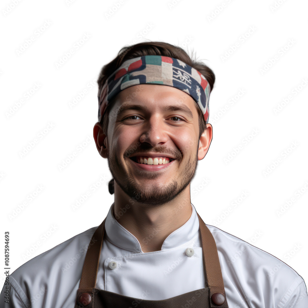 Chef wearing a headband isolated on white background PNG transparent Chef wearing a headband isolated on white background PNG transparent