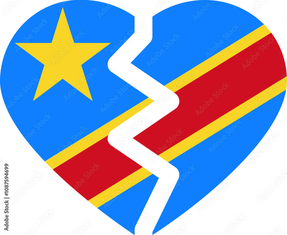 Broken Heart Icon of Democratic Republic Of The Congo Flag Broken Heart Icon of Democratic Republic Of The Congo Flag