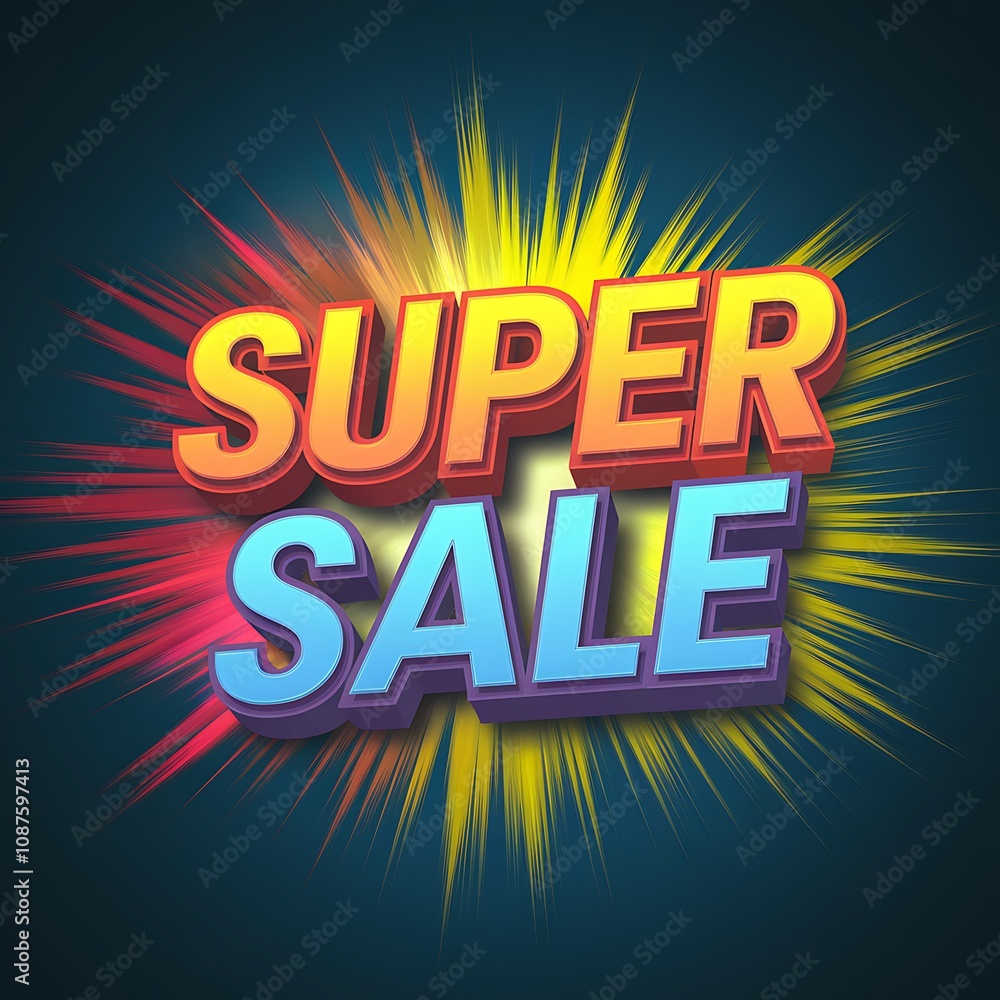 Super Sale Announcement with Colorful Burst Design Super Sale Announcement with Colorful Burst Design