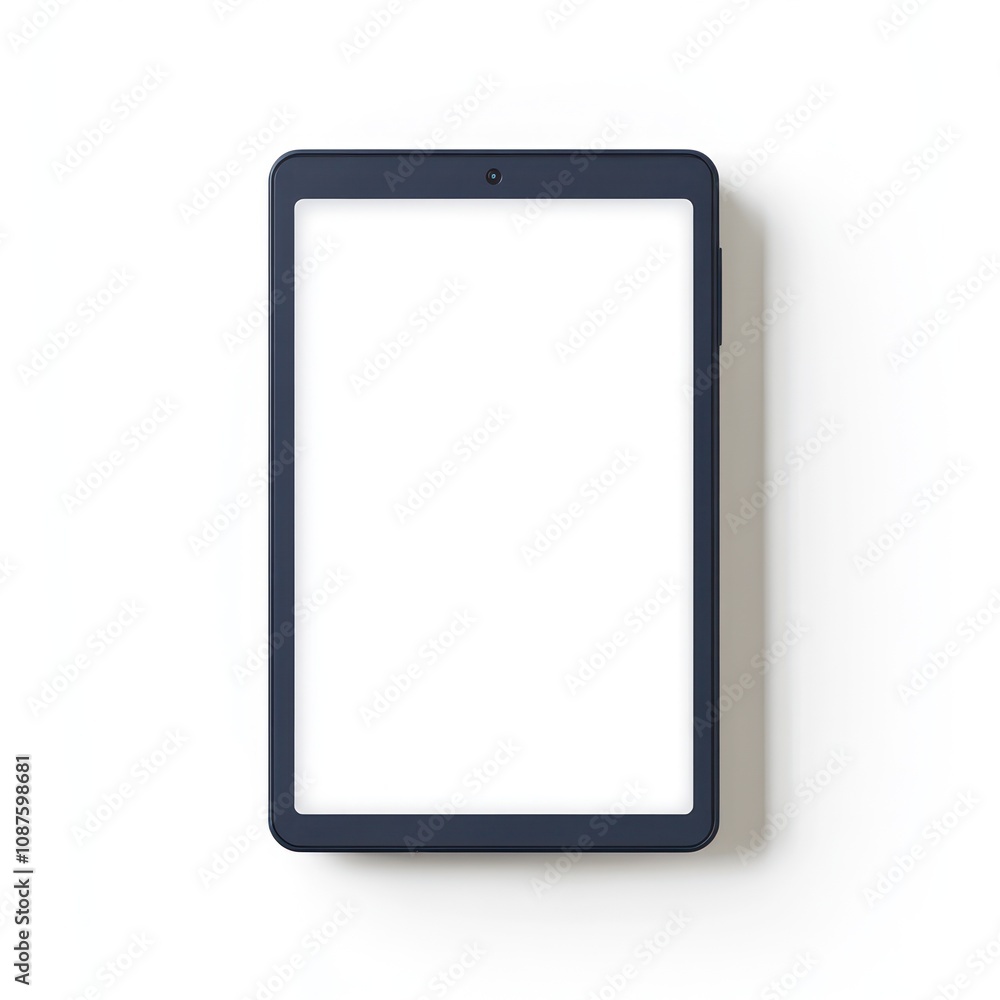 A blank tablet device, ready for use, showcasing a minimalistic design. A blank tablet device, ready for use, showcasing a minimalistic design.