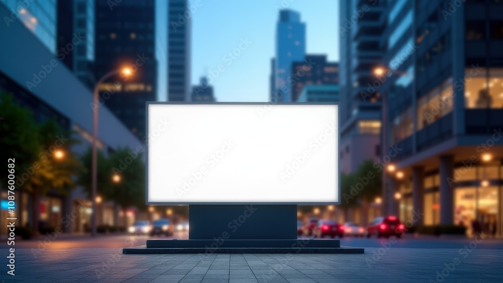 The elegant citylight showcase mockup features a glowing ad board in a vibrant urban evening setting.