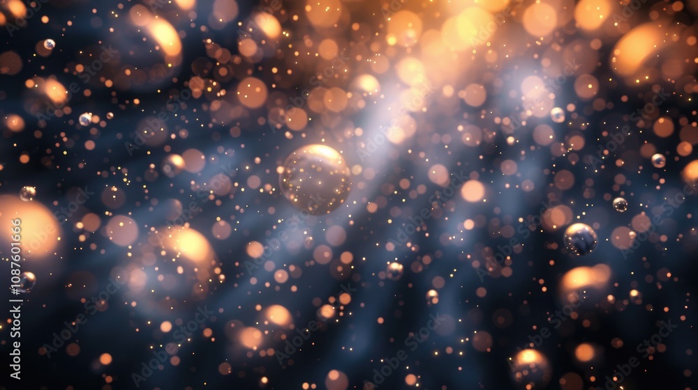 Fototapeta premium Energy Particles. Abstract Three-Dimensional Background with Deformed Spheres and Bokeh Effect