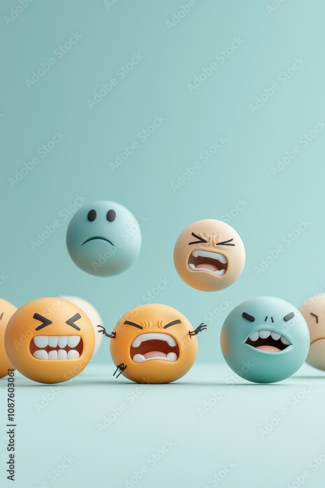 Colorful emoticons expressing various human emotions vividly. Colorful emoticons expressing various human emotions vividly.